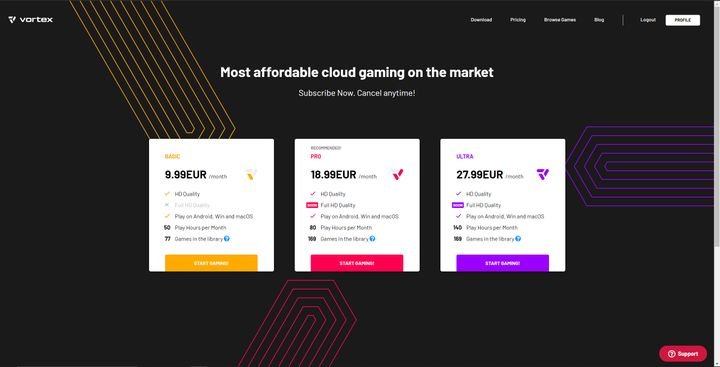 Cloud Gaming von Vortex bekommen Sie für zwischen 10 und rund 30 Euro pro Monat