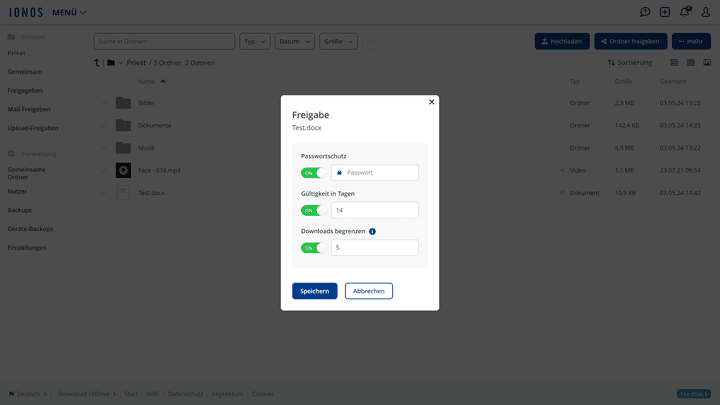 Limitiere den Zugriff auf deine Dateien