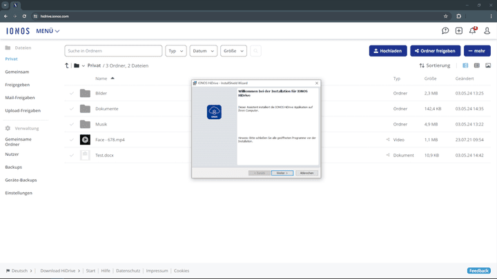 Installiere den HiDrive-Client auf deinem Endgerät