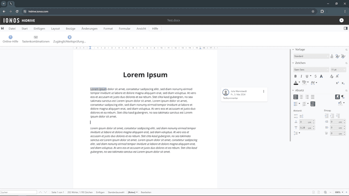 Nutze das Online-Office, um direkt in der Cloud Dateien zu bearbeiten