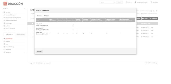 Die detaillierte Rollen- und Rechteverwaltung von DRACOON erlaubt Ihnen ein dezidiertes Zugriffsmanagement auch für sensible Dateien