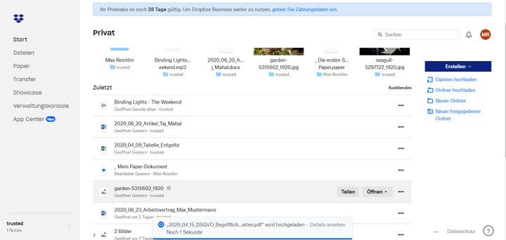 Der Dateiupload geht dank Drag-and-Drop und kurzen Upload-Zeiten angenehm schnell und einfach