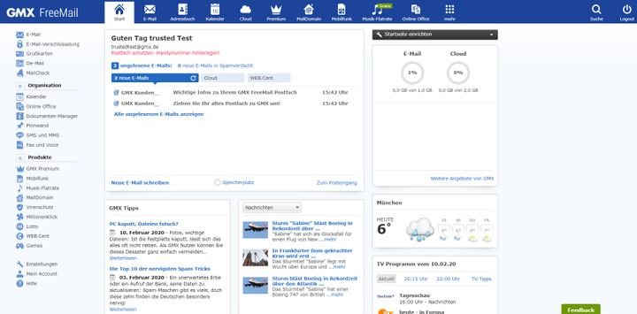 Die GMX Cloud gibt es nur zusammen mit dem GMX E-Mail-Postfach