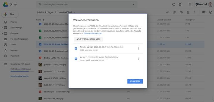 Die Dateiversionierung erlaubt dir, Änderungen in Files nachvollziehen rückgängig zu machen
