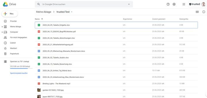 Die Web-Oberfläche von Google Drive punktet durch Übersichtlichkeit
