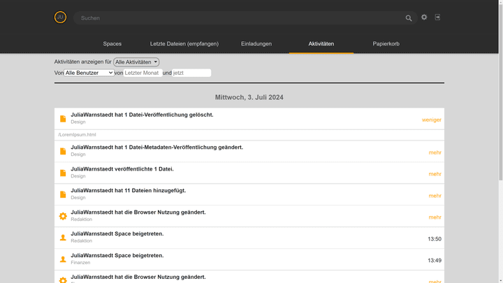 Behalte mit dem Aktivitätsprotokoll im Blick, wer was an deinen Daten verändert wurde