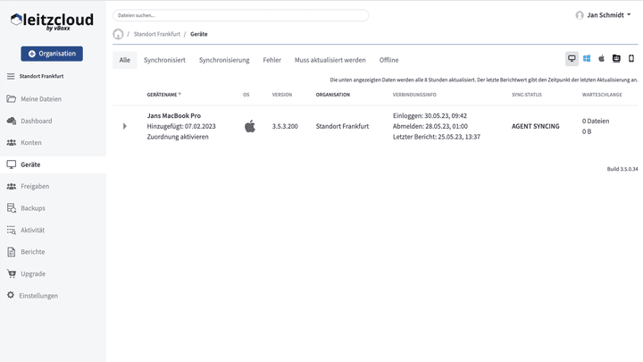 Behalte alle synchronisierten Geräte stets im Blick