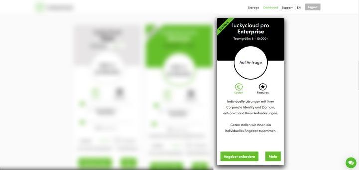 Auch den Enterprise-Tarif von luckycloud können Sie auf Anfrage ganz nach Ihren Wünschen konfigurieren