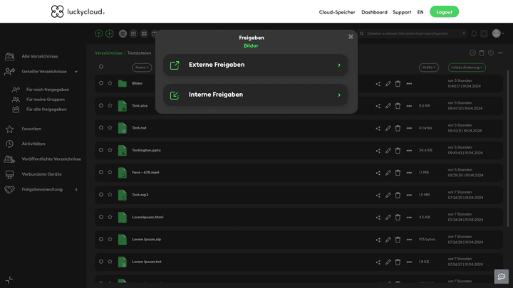 Entscheide dich für eine interne oder externe Freigabe