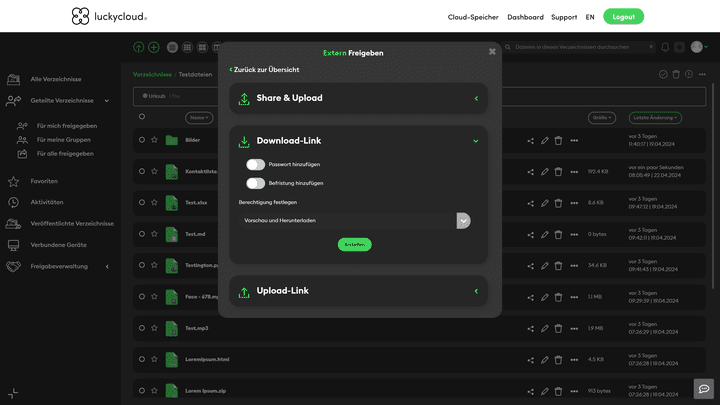 Begrenze den Zugang zu deinen geteilten Dateien