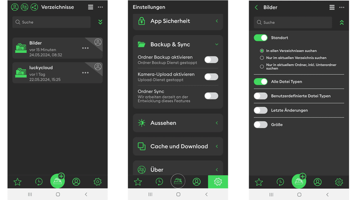 Verwende luckycloud auch mobil per App