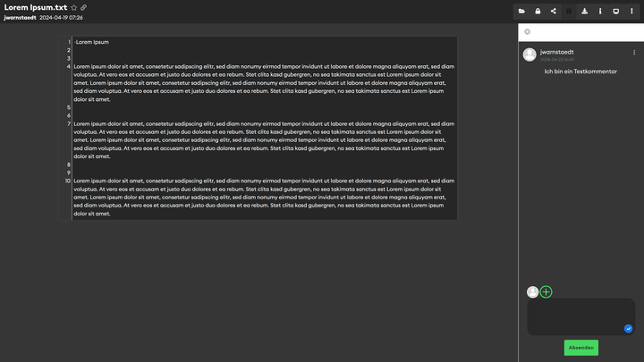Je nach Dokument ist die Kommentarfunktion (in anderer Form) verfügbar