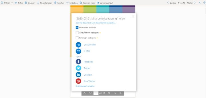 Dateien teilst du in OneDrive auf verschiedenen Kanälen oder per konfigurierbarem Sharing-Link