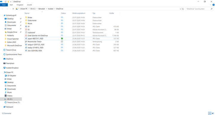 Im Sync-Ordner von OneDrive verwaltest du deine Dateien wie im gewohnten Explorer