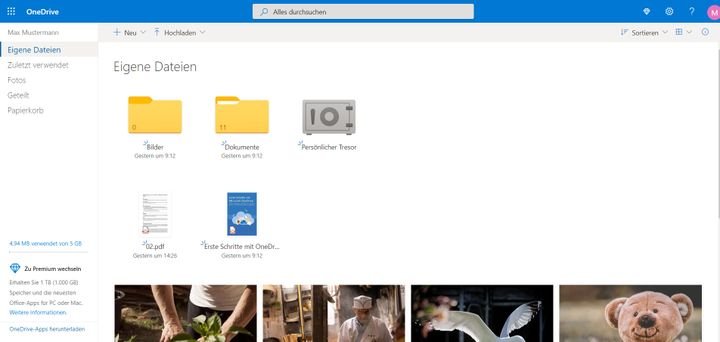 Die Web-Oberfläche von OneDrive überzeugt durch Übersichtlichkeit und eine gute Bedienung