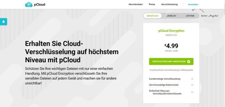 Das Verschlüsselungsfeature pCloud Encryption gibt es nur für Business-User umsonst, während Privatnutzer extra bezahlen müssen
