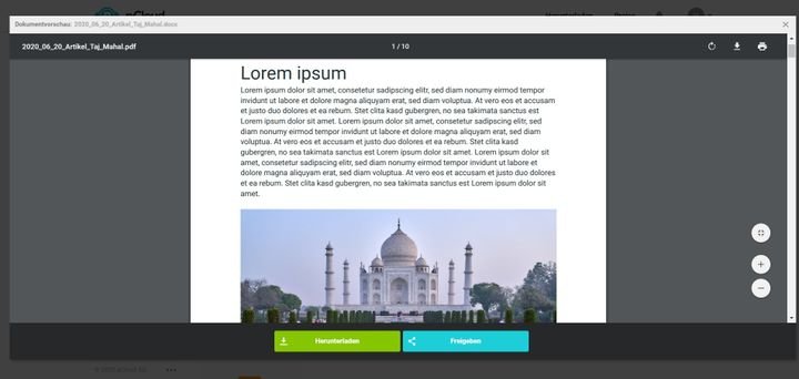 Dokumente wie Texte oder Tabellen lassen sich in pCloud zwar online betrachten, aber nicht bearbeiten