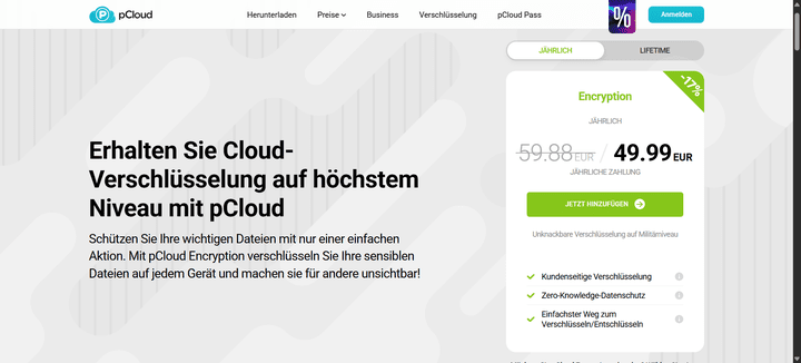 pCloud Encryption gibt es nur für Business-User umsonst, Privatnutzer:innen bezahlen extra