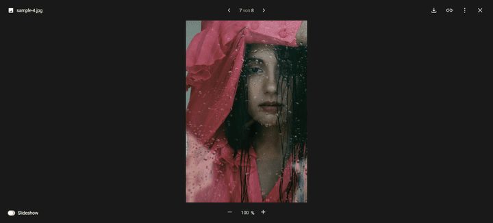 Bilder kannst du in pCloud in großformaten Bildergalerien betrachten. Alle Bilder und Videos im gleichen Ordner landen automatisch in der Galerie.