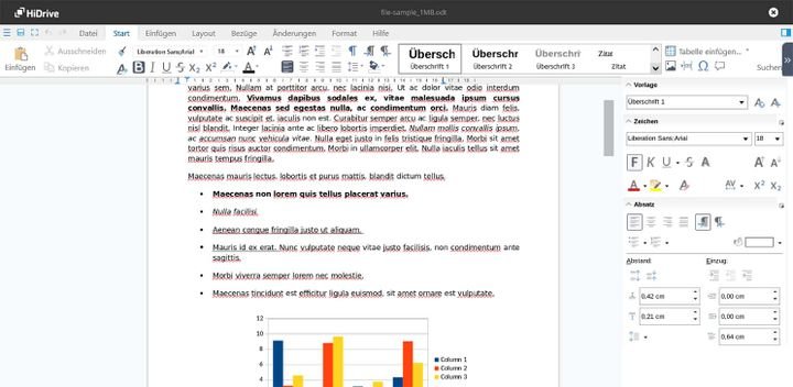 Ganz neu in STRATO HiDrive ist das Online-Office powered by Collabora, mit dem du Dokumente online öffnen und im Team bearbeiten kannst