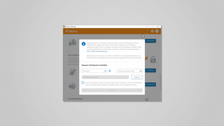 Auf Wunsch kannst du verschlüsselte Ordner anlegen, die Ende-zu-Ende-verschlüsselt und damit extra sicher sind