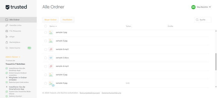 Tresorit bietet einen sicheren digitalen Aufbewahrungsort für deine Dateien und Daten – Ende-zu-Ende-verschlüsselt und in einer cleanen, funktionalen Benutzeroberfläche