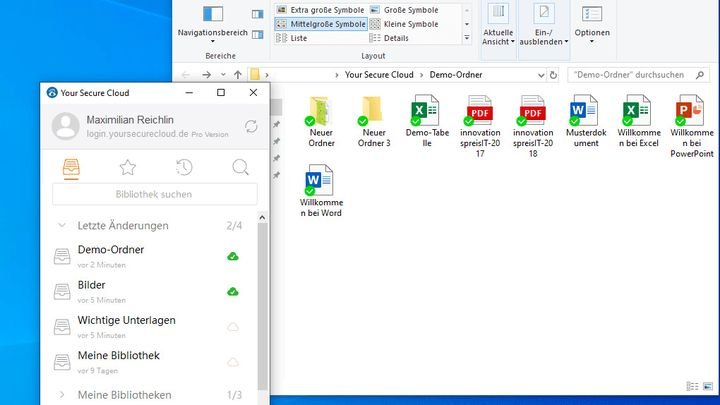 Im Sync-Client von SecureCloud hast du auch offline Zugriff auf deine Dateien