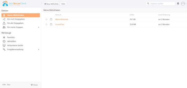 Die Oberfläche von SecureCloud ist übersichtlich und einfach gestaltet