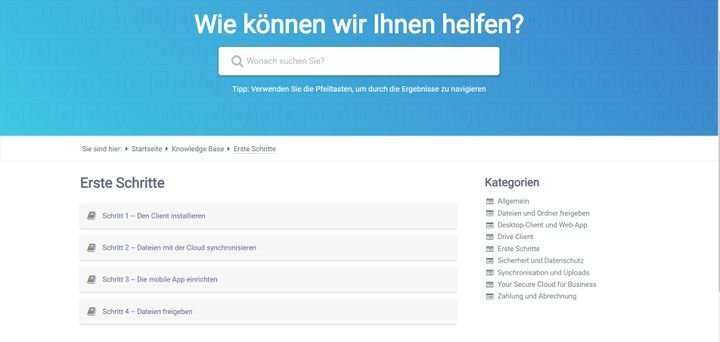 Das Online-Helpcenter von SecureCloud hilft dir dank nützlicher Tutorials beim Einstieg
