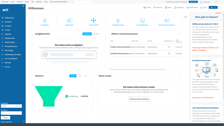 Das Dashboard liefert bereits auf einen Blick viele relevante Informationen