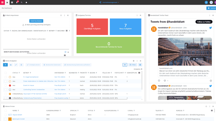 ADITO vereint in der Oberfläche klassische Listen mit funktionalen Kanban- und Boardansichten