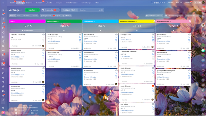 Bitrix24 liefert ein voll ausgestattetes CRM inklusive visueller Sales-Funnels.