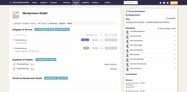 In den digitalen Kontaktakten finden Sie alle Informationen und verknüpften Vorgänge auf einen Blick