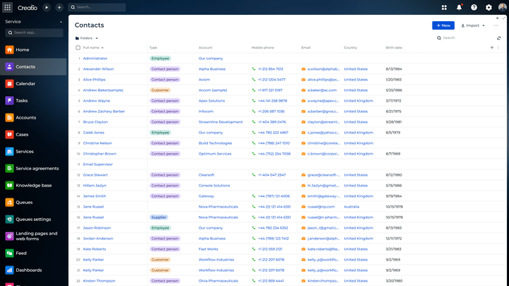 Kontakte verwalten User in klassischen Listenansichten, die sich bei Bedarf anpassen lassen