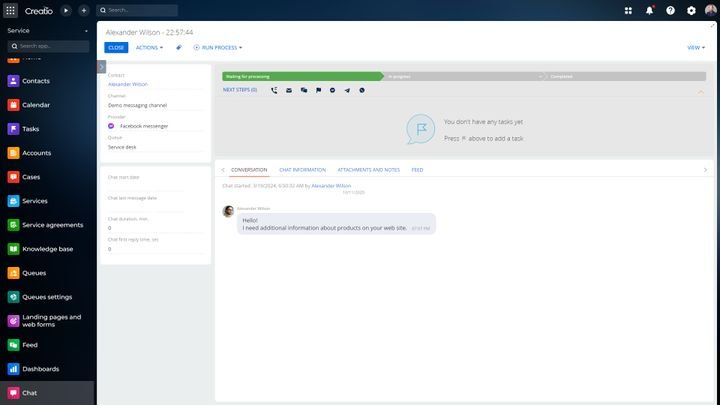Creatio integriert eine eigene Live-Chat-Lösung in die Plattform: optimal für Austausch in Echtzeit