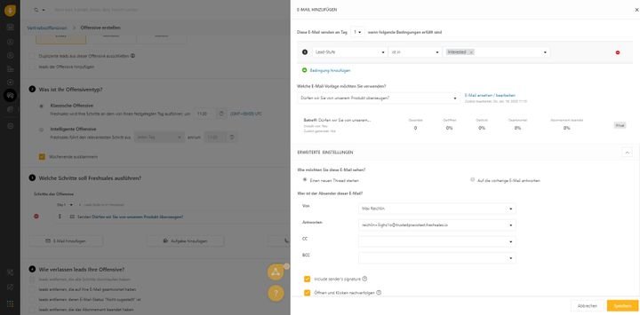 Mit Freshsales planen Sie einfache E-Mail-Kampagnen und verschicken Massen-E-Mails an Ihre Kontakte