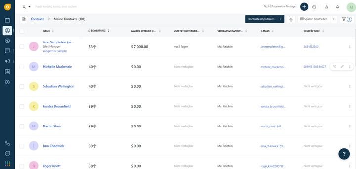 In Freshsales verwalten Sie Ihre Kontakte in der übersichtlichen Kontaktdatenbank