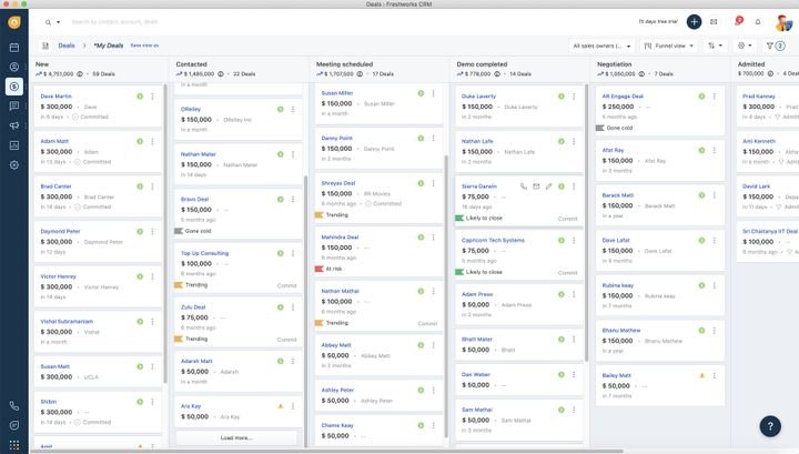 In der Sales-Pipeline landen alle Ihre Deals und Opportunities in Freshsales