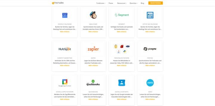 Freshsales lässt sich um viele verschiedene Tools erweitern, um den Funktionsumfang noch zu vergrößern