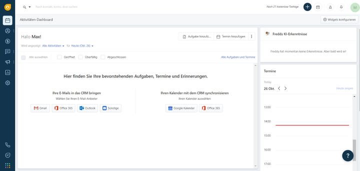 Die Benutzeroberfläche von Freshsales ist übersichtlich und ansprechend gestaltet