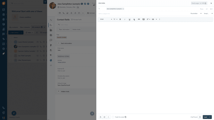 Aus den Kontaktkarten heraus können Sie viele Aktionen starten. Im Bild: Eine E-Mail an die Kund:in.