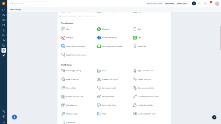 Je nach Version können Sie auch WhatsApp und Facebook Messenger mit Ihrem CRM verknüpfen