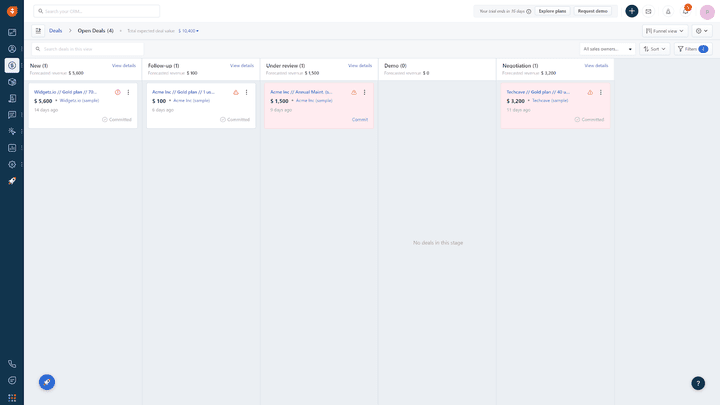 Die Sales-Pipelines informieren über alle Deals und den aktuellen Stand der Verkaufsphase