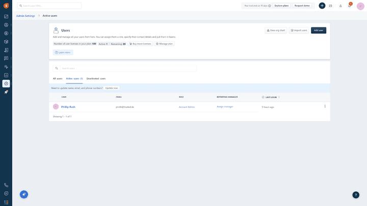 Ein Einblick in den Adminbereich der Oberfläche