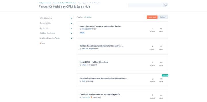In der HubSpot Community tauschen Sie sich mit Nutzern aus und durchforsten das Archiv nach nützlichen Posts