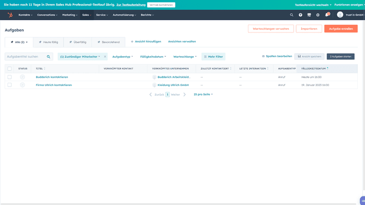 Offene Aufgaben erscheinen in einem übersichtlichen Dashboard mit verschiedenen Ansichten und Filtern