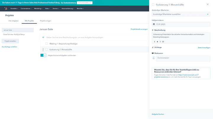 Mit dem Projekt-Tool setzen Sie Projekte auf und erstellen alle zugeordneten Aufgaben