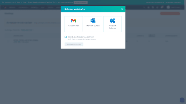 Sie können Ihren Google- oder Outlook-Kalender mit HubSpot problemlos synchronisieren