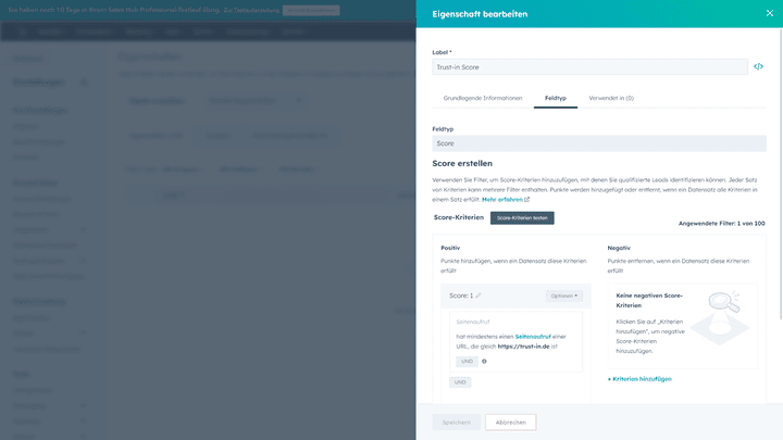 Lead-Scores können Sie nach eigenen Kriterien über positive und negative Eigenschaften definieren