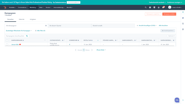 Mit dem Kampagnen-Tool setzen Sie Kampagnen auf und überwachen Budget, Ausgaben und Erfolge
